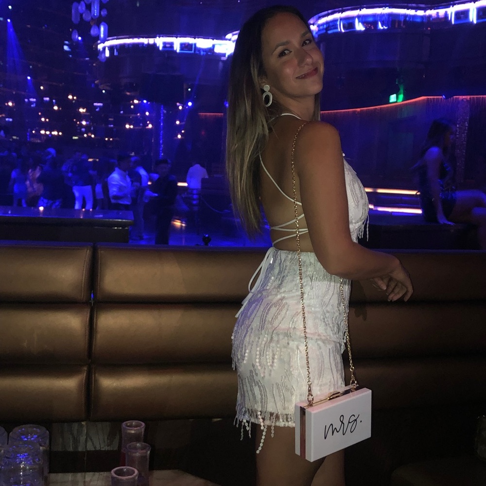 White, fringe crop top and skirt set